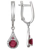 Серьги из белого золота Эстет 01S228523-1 с корундами, фианитами