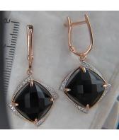 Золотые длинные серьги Эстет 01S4110117-1 с агатами, фианитами