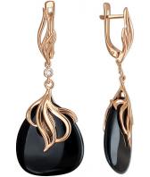 Золотые длинные серьги Эстет 01S4110126-1 с агатами, фианитами
