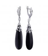 Длинные серьги из белого золота Эстет 01S4210121-1 с агатами, фианитами