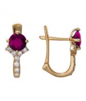 Золотые серьги Эстет 01S615402 с бриллиантами, рубинами