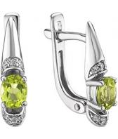 Серебряные серьги Национальное Достояние 02-0266/00HR-00-nd с хризолитами, фианитами