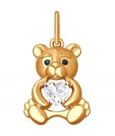 Золотой кулон SOKOLOV 035257_s c эмалью, фианитом