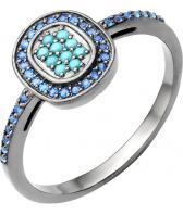 Серебряное кольцо Русское Золото 05012050-04-6 с нанобирюзой, фианитами