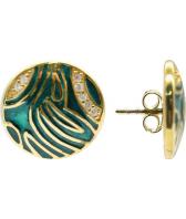 Серебряные круглые серьги Element47 by JV 05S2AZE164406CUGPEA с эмалью, цирконием