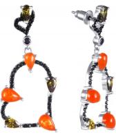 Серебряные серьги Element47 by JV 1-214257-379900-7 с цирконием, агатом