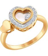 Золотое кольцо SOKOLOV 1011655_s с перламутром, ювелирным стеклом, бриллиантами