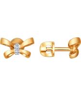 Золотые серьги-пусеты (гвоздики) SOKOLOV 1020866_s с бриллиантами