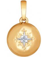Золотой кулон медальон SOKOLOV 1030519_s с бриллиантом
