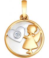 Золотой кулон SOKOLOV 1030536_s c бриллиантом, перламутром
