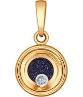 Золотой кулон медальон SOKOLOV 1030561_s с бриллиантом, авантюрином, ювелирным стеклом