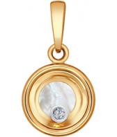 Золотой кулон медальон SOKOLOV 1030562_s с бриллиантом, перламутром, ювелирным стеклом