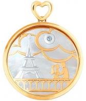 Золотой кулон медальон SOKOLOV 1030599_s с бриллиантом, перламутром