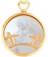 Золотой кулон медальон SOKOLOV 1030602_s с бриллиантом, перламутром