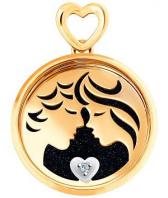 Золотой кулон медальон SOKOLOV 1030616_s с бриллиантом, авантюрином