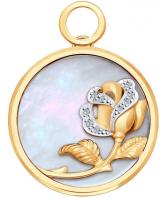 Золотые круглые серьги SOKOLOV 1030631_s с бриллиантами, перламутром