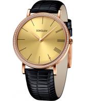 Женские российские золотые наручные часы SOKOLOV 110.01.00.100.03.01.2