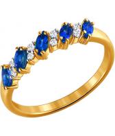 Золотое кольцо SOKOLOV 2010018_s с сапфирами, бриллиантами