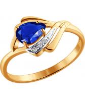 Золотое кольцо SOKOLOV 2010690_s с бриллиантами, сапфиром