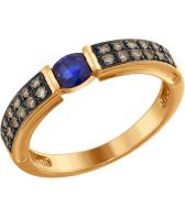 Золотое кольцо SOKOLOV 2010919_s с бриллиантами, наносапфиром