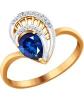 Женское золотое кольцо SOKOLOV 2010939_s с сапфиром, бриллиантами