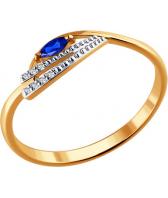 Золотое кольцо SOKOLOV 2010967_s с бриллиантами, наносапфиром
