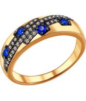 Золотое кольцо SOKOLOV 2010973_s с сапфирами, бриллиантами