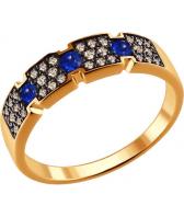Золотое кольцо SOKOLOV 2010974_s с бриллиантами, сапфирами