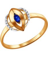 Золотое кольцо SOKOLOV 2011011_s с сапфиром, бриллиантами