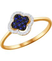 Золотое кольцо SOKOLOV 2011026_s с сапфирами, бриллиантами