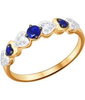 Золотое наборное кольцо SOKOLOV 2011030_s с бриллиантами, наносапфирами