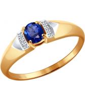 Золотое кольцо SOKOLOV 2011046_s с сапфиром, бриллиантами