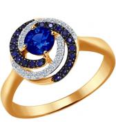 Золотое кольцо SOKOLOV 2011051_s с сапфирами, бриллиантами