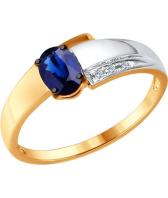 Золотое кольцо SOKOLOV 2011058_s с сапфиром, бриллиантами