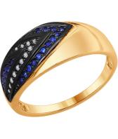 Золотое кольцо SOKOLOV 2011059_s с бриллиантами, сапфиром