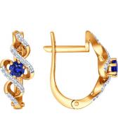 Золотые серьги SOKOLOV 2020212_s с сапфирами, бриллиантами