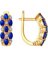 Золотые серьги SOKOLOV 2020458_s с сапфирами, бриллиантами