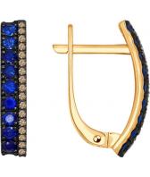 Золотые серьги SOKOLOV 2020874_s с бриллиантами, сапфирами