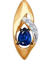 Золотой кулон SOKOLOV 2030221_s c бриллиантом, сапфиром