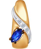 Золотой кулон SOKOLOV 2030226_s c бриллиантом, сапфиром