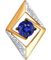 Золотой кулон SOKOLOV 2030227_s c бриллиантом, сапфиром