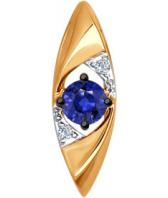 Золотой кулон SOKOLOV 2030228_s c бриллиантом, сапфиром