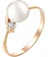 Золотое кольцо De Fleur 21006A1 с жемчугом, фианитом