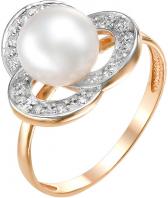 Золотое кольцо De Fleur 21117A1 с жемчугом, фианитами