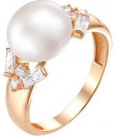 Золотое кольцо De Fleur 21404A1 с жемчугом, фианитами