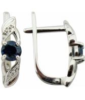Серьги из белого золота Vesna 2555-251-03-00 с сапфирами, бриллиантами