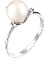 Серебряное кольцо De Fleur 27043S1 с жемчугом, фианитами