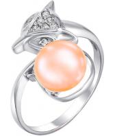 Серебряное кольцо De Fleur 27087S3 с жемчугом, фианитами
