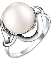 Серебряное кольцо De Fleur 27419S1 с жемчугом, фианитами