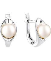 Серебряные серьги шарики De Fleur 28676S1 с жемчугом